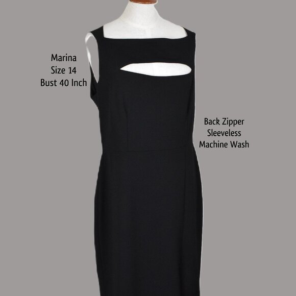 Marina Dress 14 Black Long Sleeveless Back Zipper Machine Wash - Picture 1 of 5